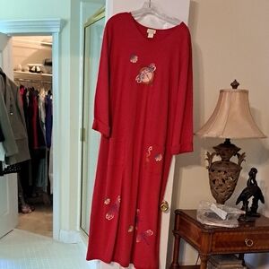 Elegant Red Dress with Embroidered Details